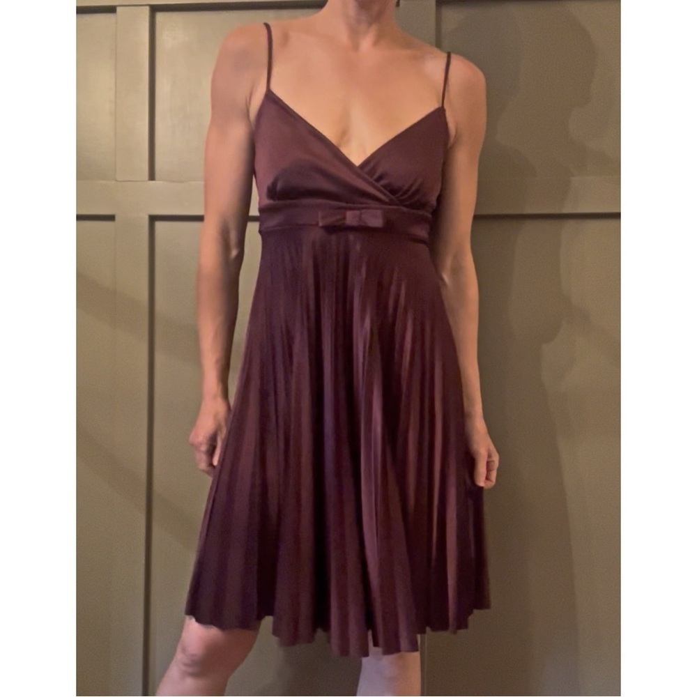 I.N. San Francisco Y2K Pleated Cocktail Party Dress Purple Satin Size Small